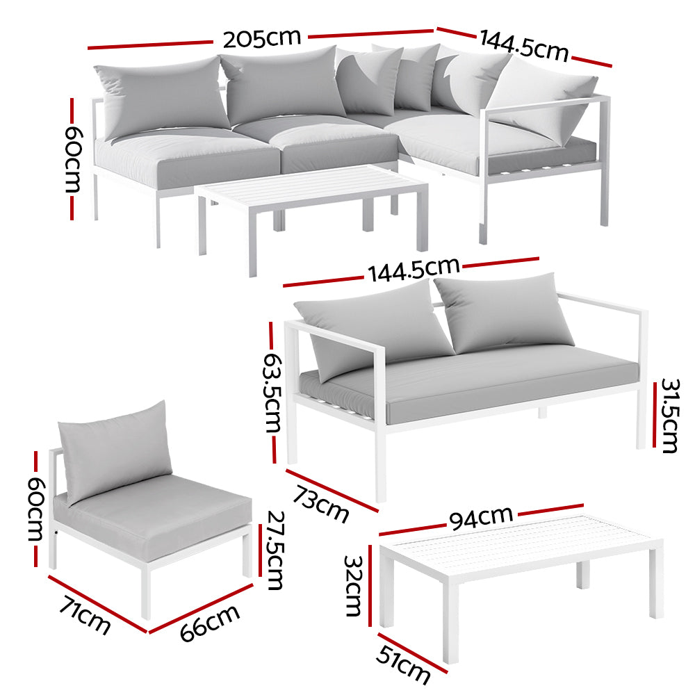 Atlas 4 Seater Outdoor Sofa Set – White – Aluminium