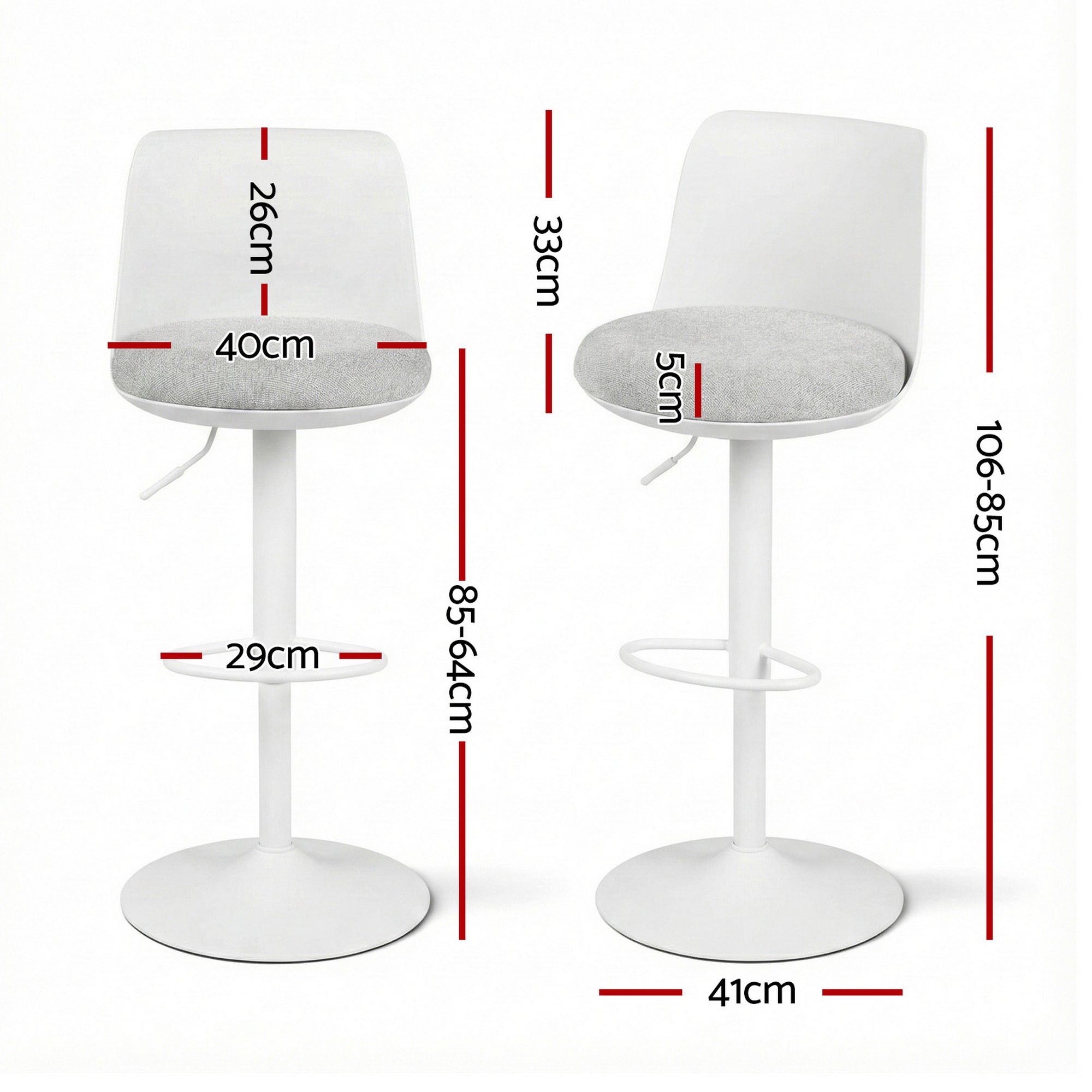 Nova Curved Bar Stools – White – Set of 4