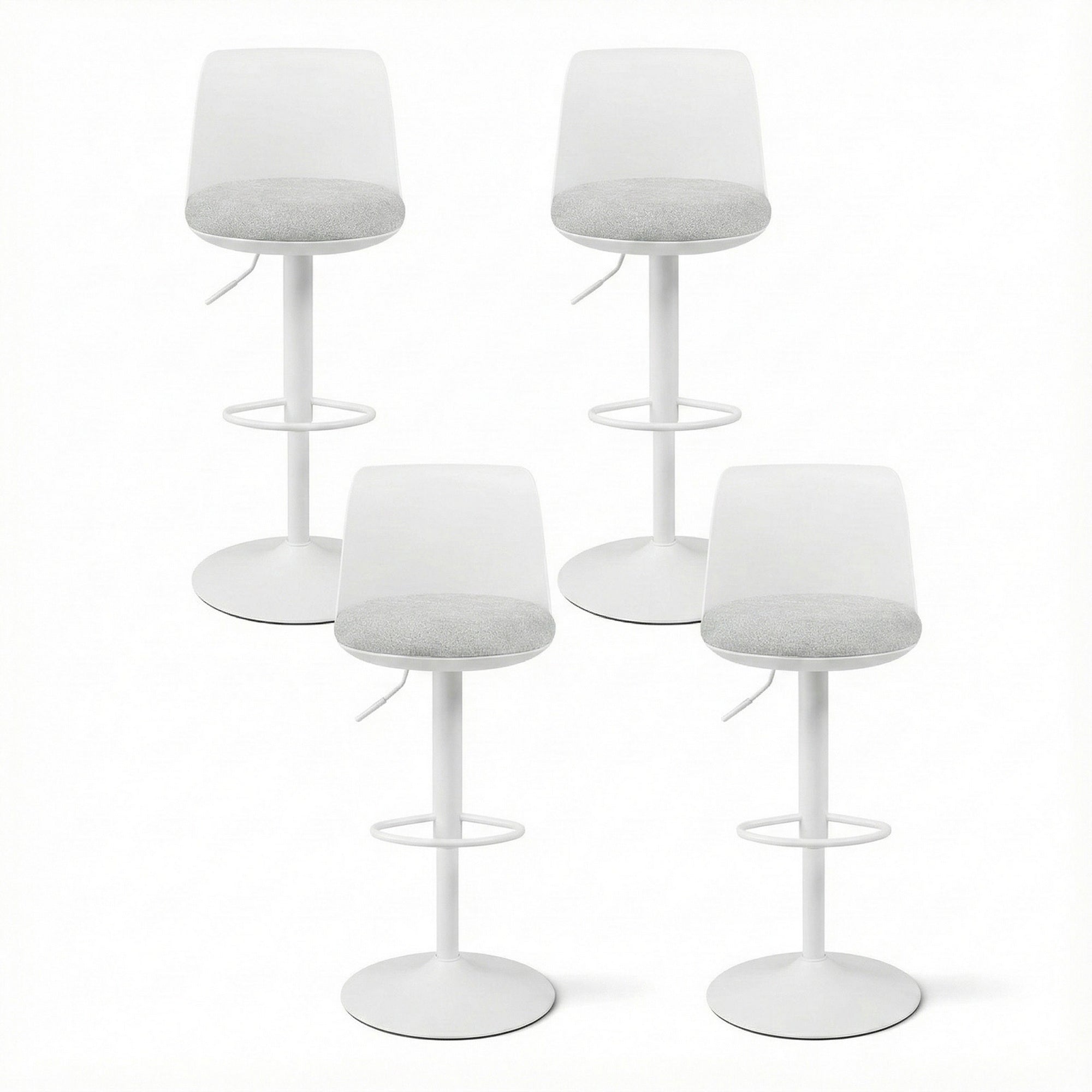Nova Curved Bar Stools – White – Set of 4