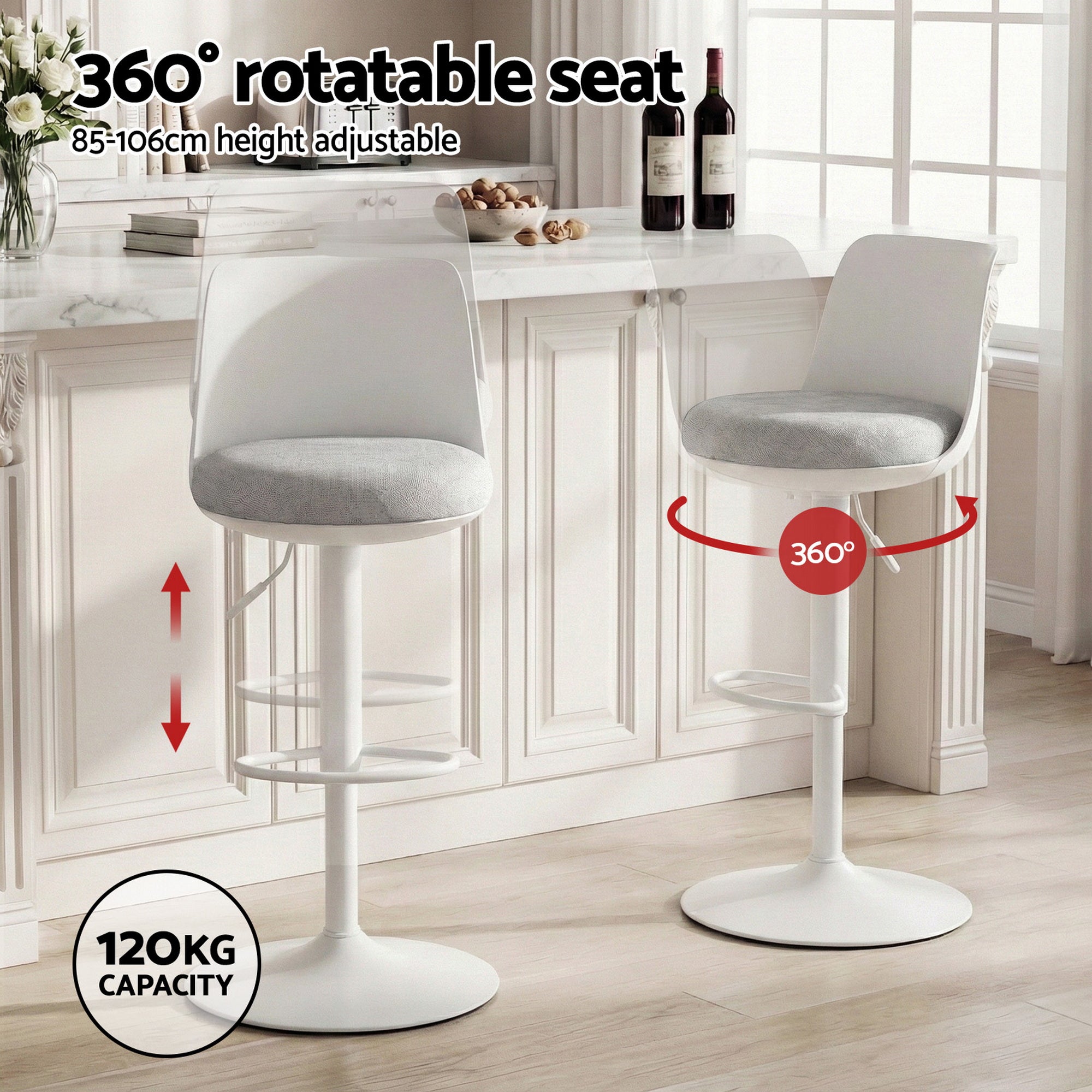 Nova Curved Bar Stools – White – Set of 4