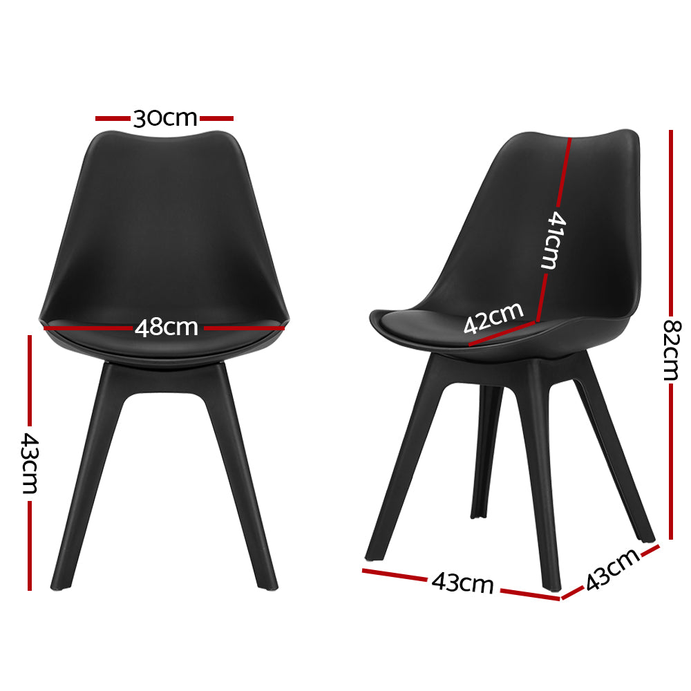 Edison Leather Dining Chairs – Black – Set of 4