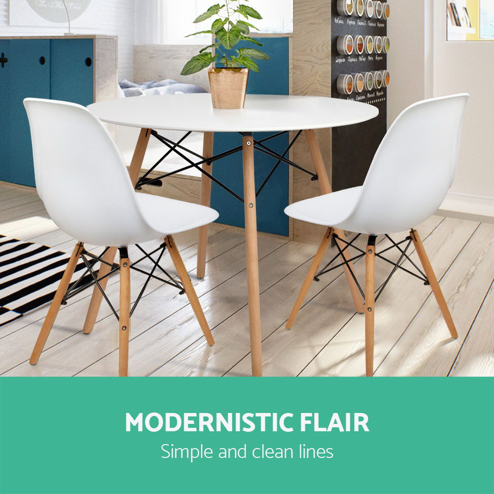 Nordic Round Dining Table – White – 100 cm