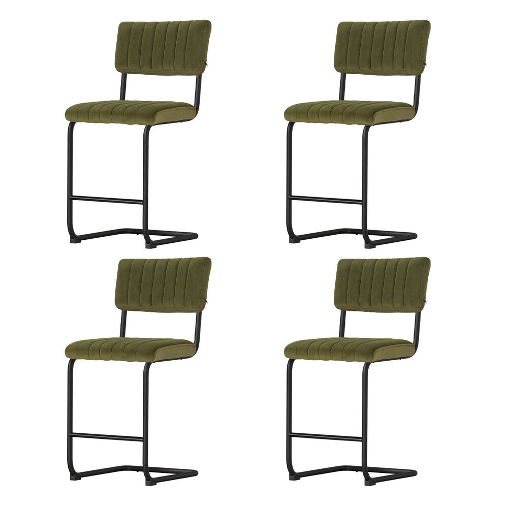 Orion Velvet Bar Stools – Green – Set of 4