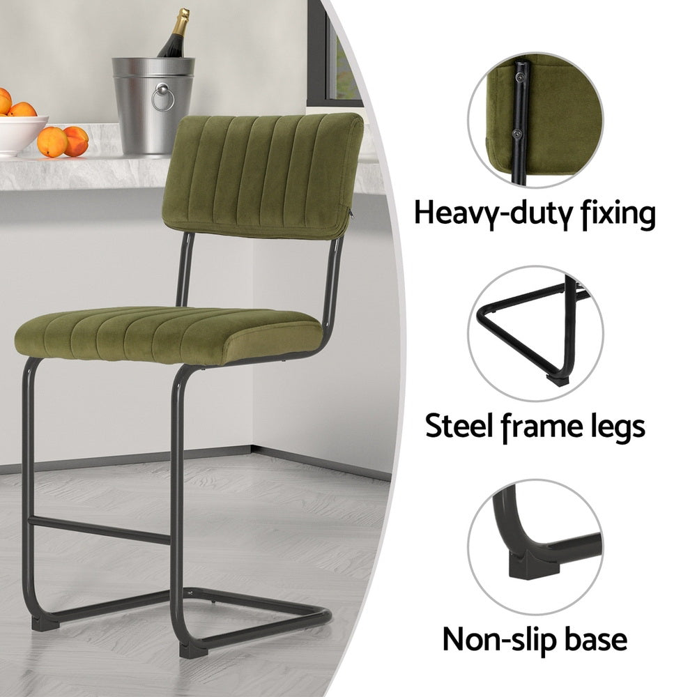 Orion Velvet Bar Stools – Green – Set of 4