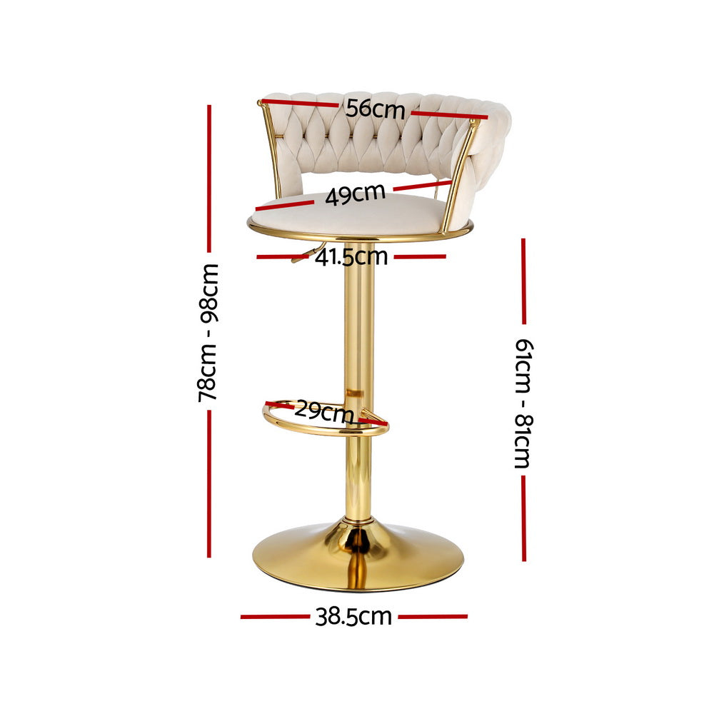 Cassian Velvet Bar Stools – Ivory – Set of 4