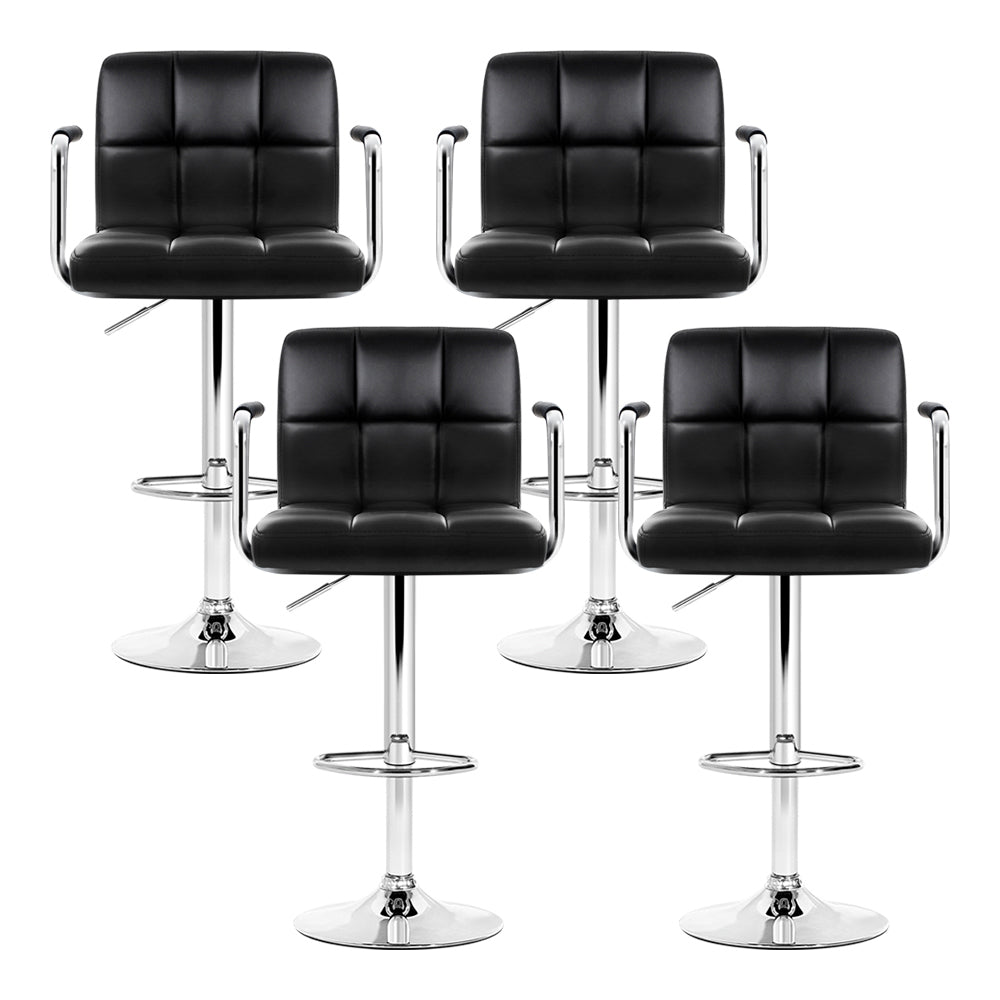 Kendrick Gas Lift Swivel Bar Stools with Armrests – Black – Set of 4