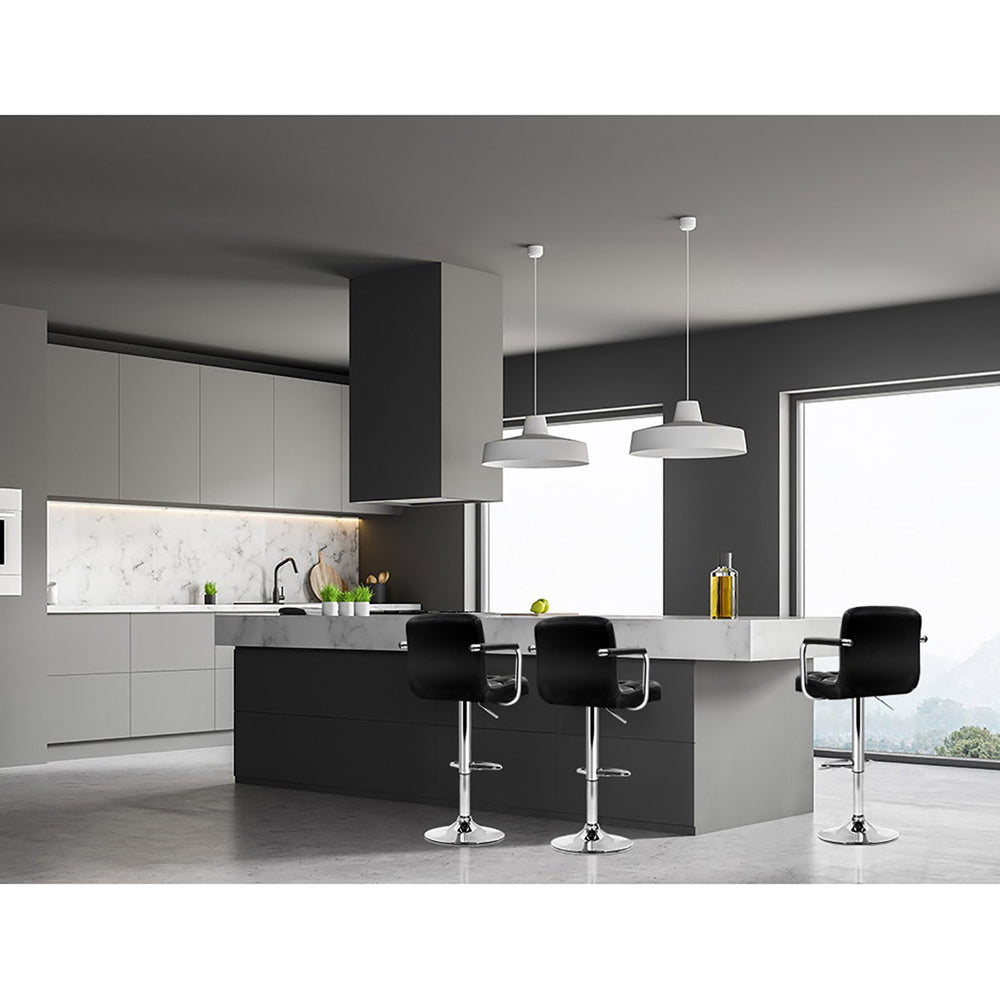 Kendrick Gas Lift Swivel Bar Stools with Armrests – Black – Set of 4