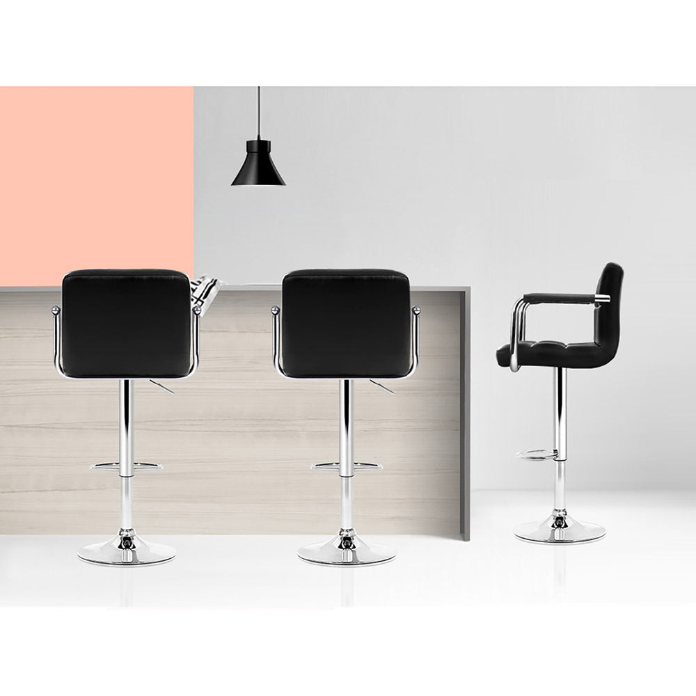 Kendrick Gas Lift Swivel Bar Stools with Armrests – Black – Set of 4