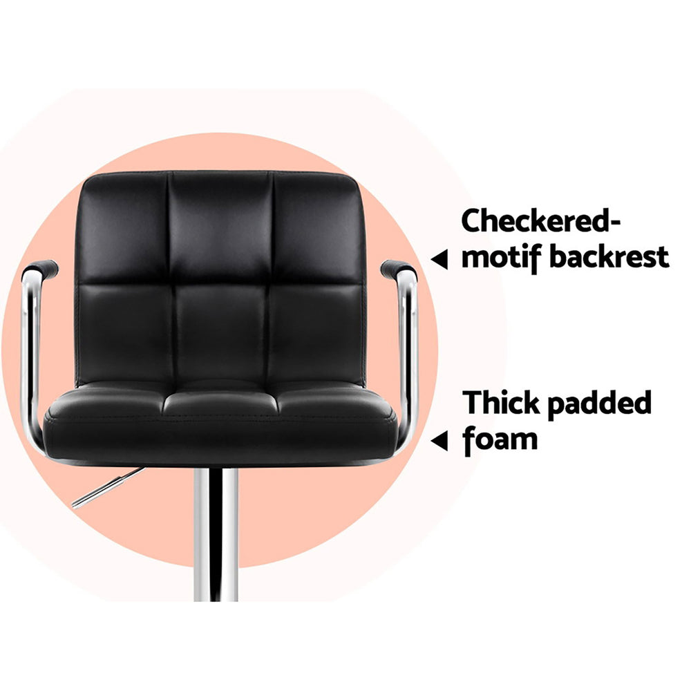 Kendrick Gas Lift Swivel Bar Stools with Armrests – Black – Set of 4