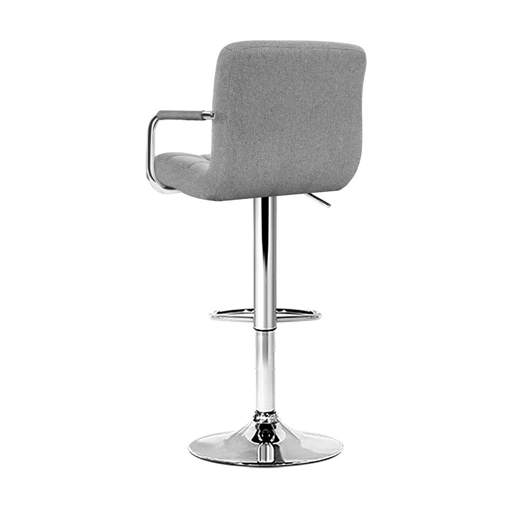 Cove Fabric Gas Lift Bar Stools with Armrest – Grey – Set of 4