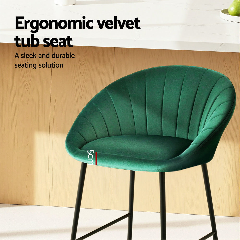 Atlas Tub Velvet Counter Stools – Green – Set of 2