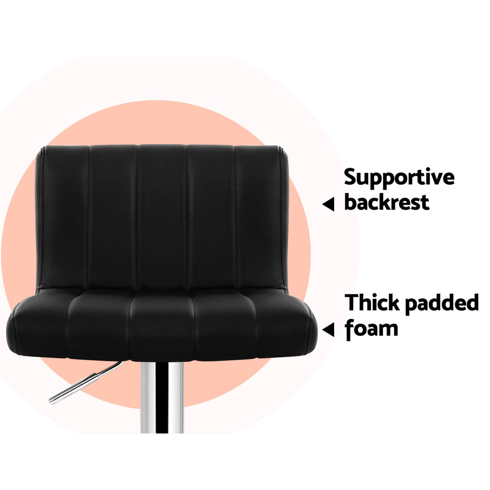 Alderon Leather Gas Lift Bar Stools – Black – Set of 4