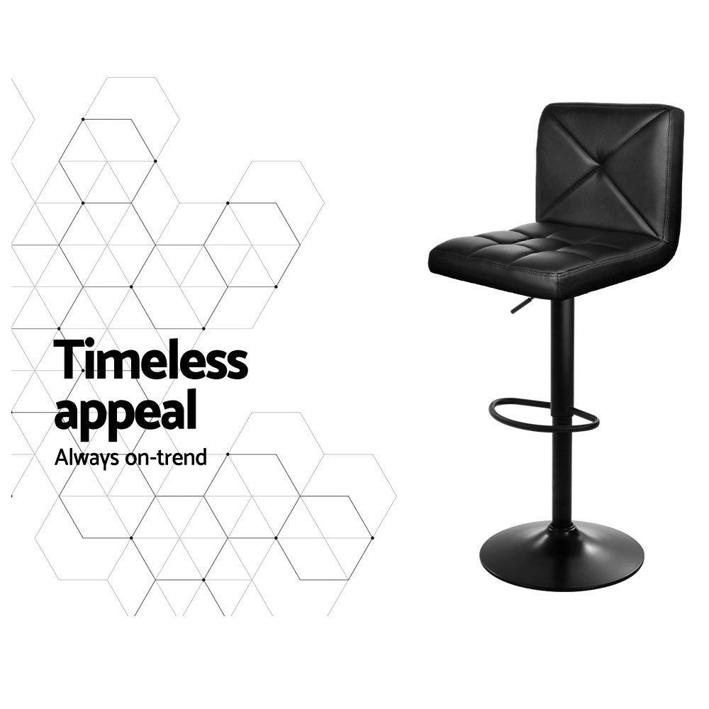 Lattice Criss Cross Style Leather Bar Stools – Black – Set of 4