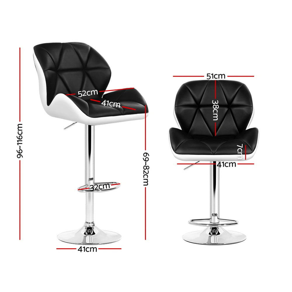 Monroe Leather Bar Stools – Black & White – Set of 4