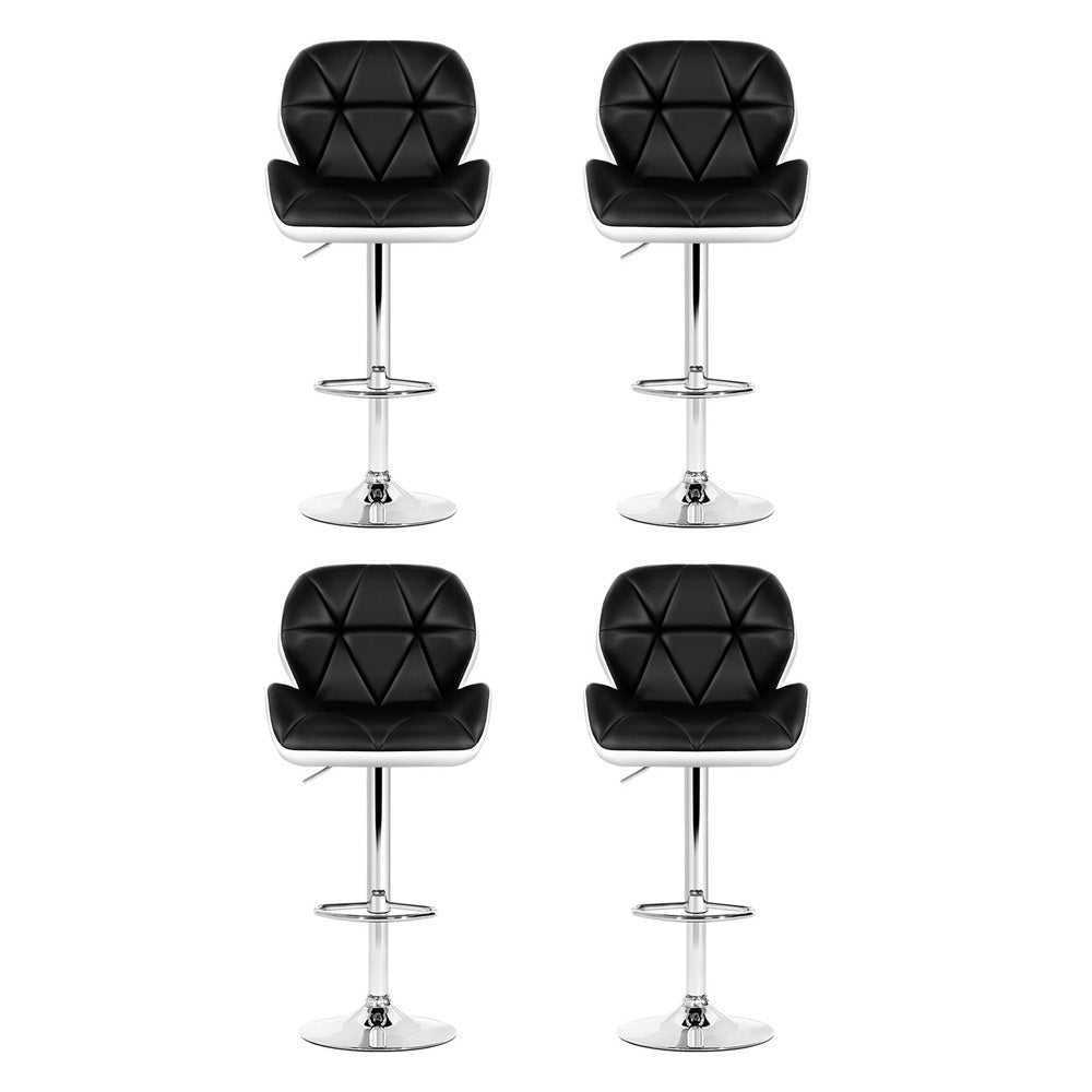 Monroe Leather Bar Stools – Black & White – Set of 4