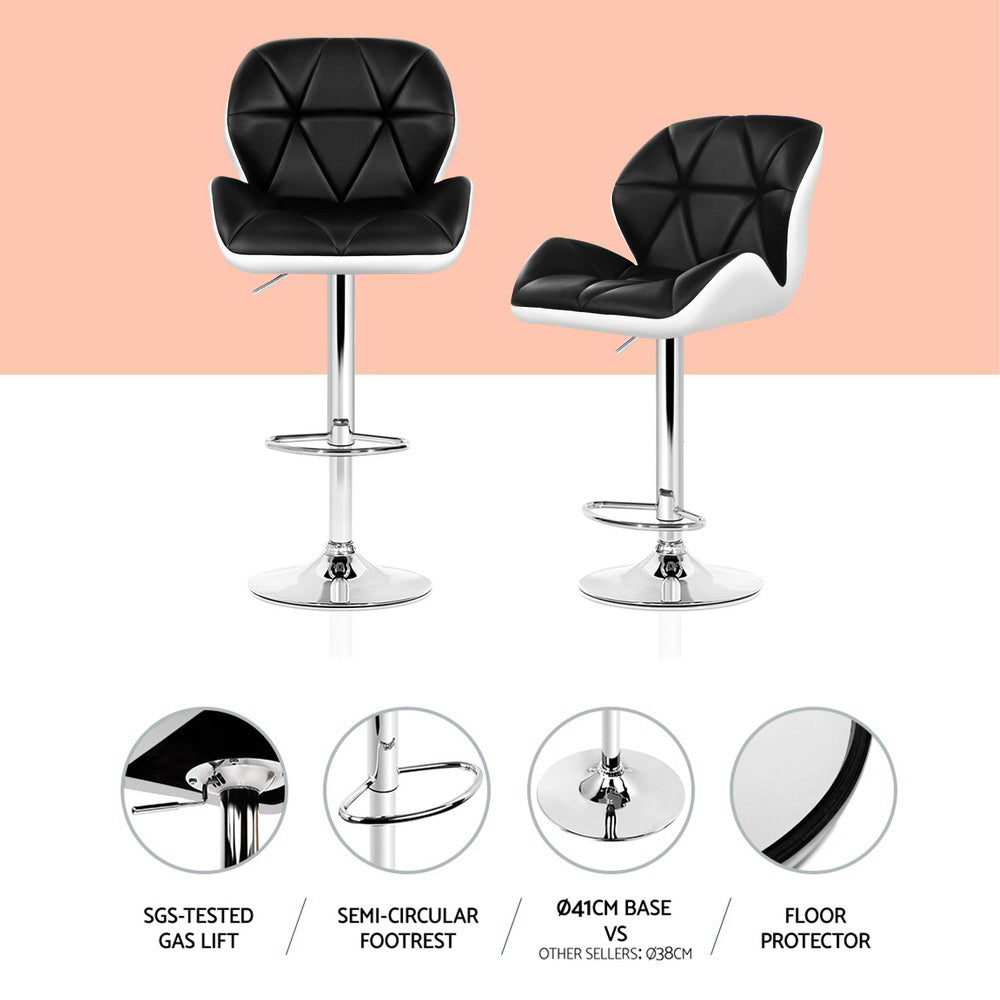 Monroe Leather Bar Stools – Black & White – Set of 4