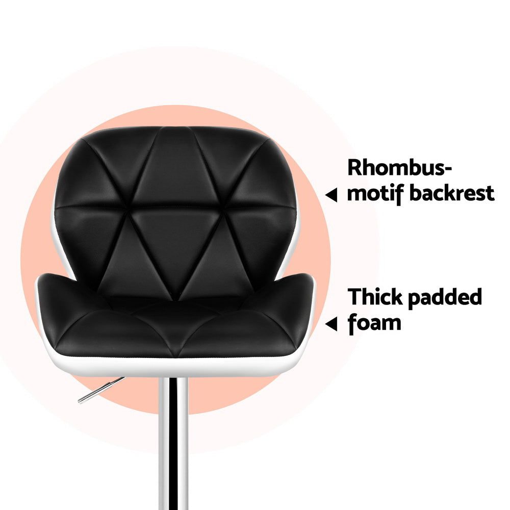Monroe Leather Bar Stools – Black & White – Set of 4