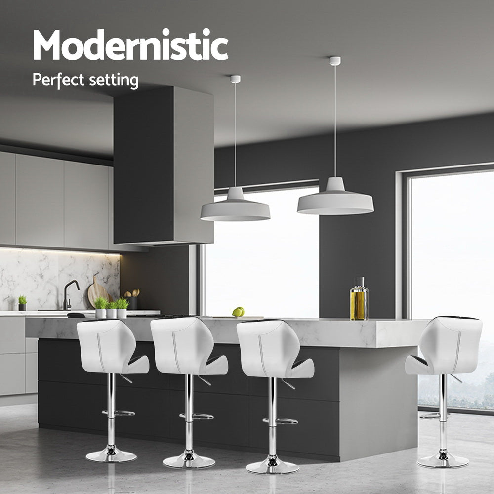 Monroe Leather Bar Stools – Black & White – Set of 4