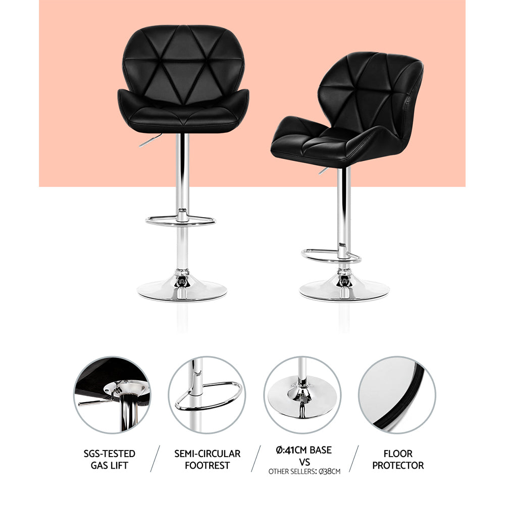 Valiant Winged Gas Lift Bar Stools – Black – Set of 4