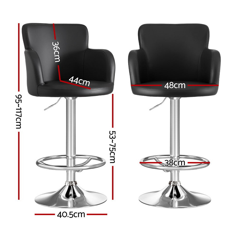 Nova Leather Gas Lift Bar Stool – Black – Single