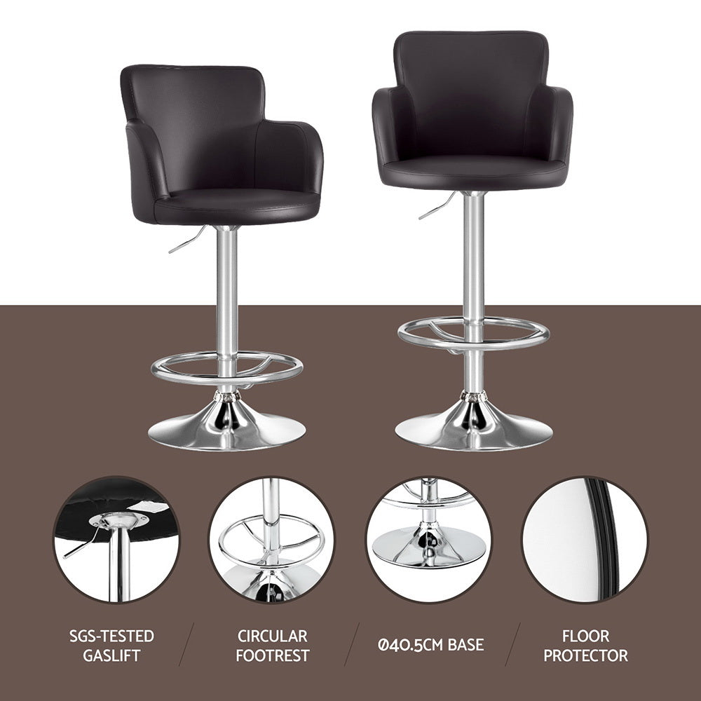Rowan Leather Gas Lift Bar Stool – Brown – Single