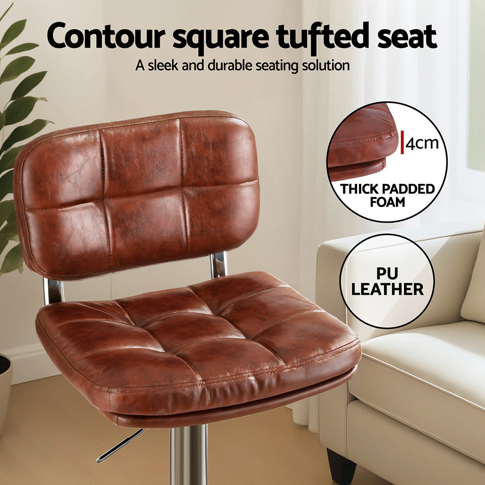Rowan Tufted Bar Stools – Brown – Set of 2