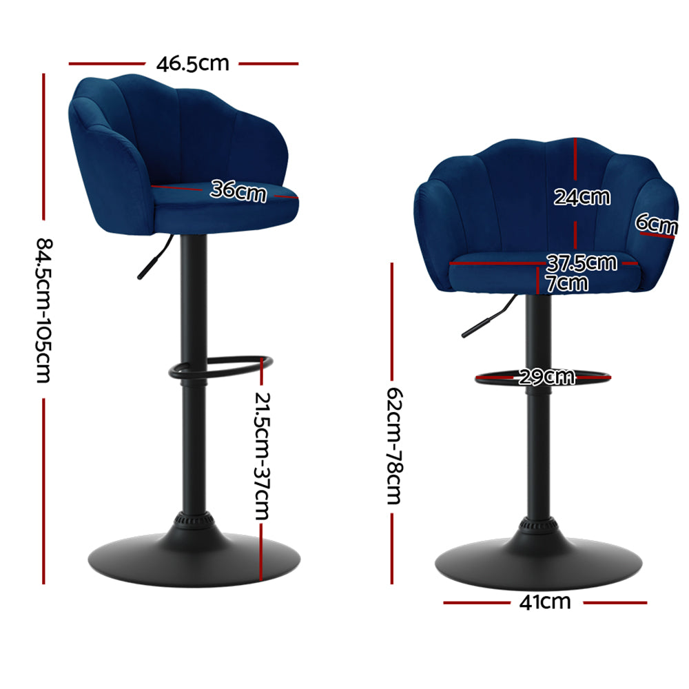 Marina Velvet Gas Lift Chairs – Blue – Set of 2