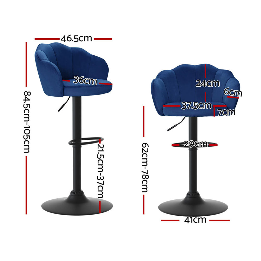 Sterling Velvet Bar Stools – Blue – Set of 4