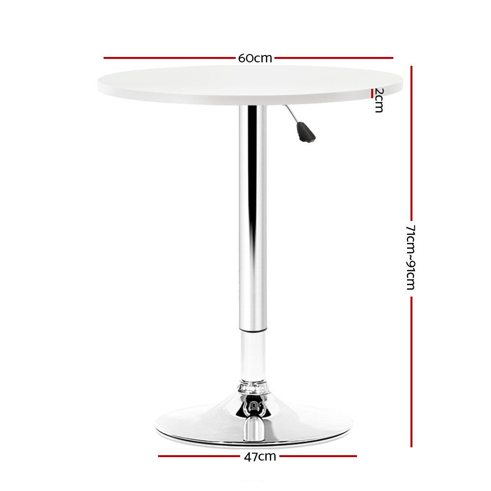 Kairo Gas Lift Bar Table – White – 60 cm