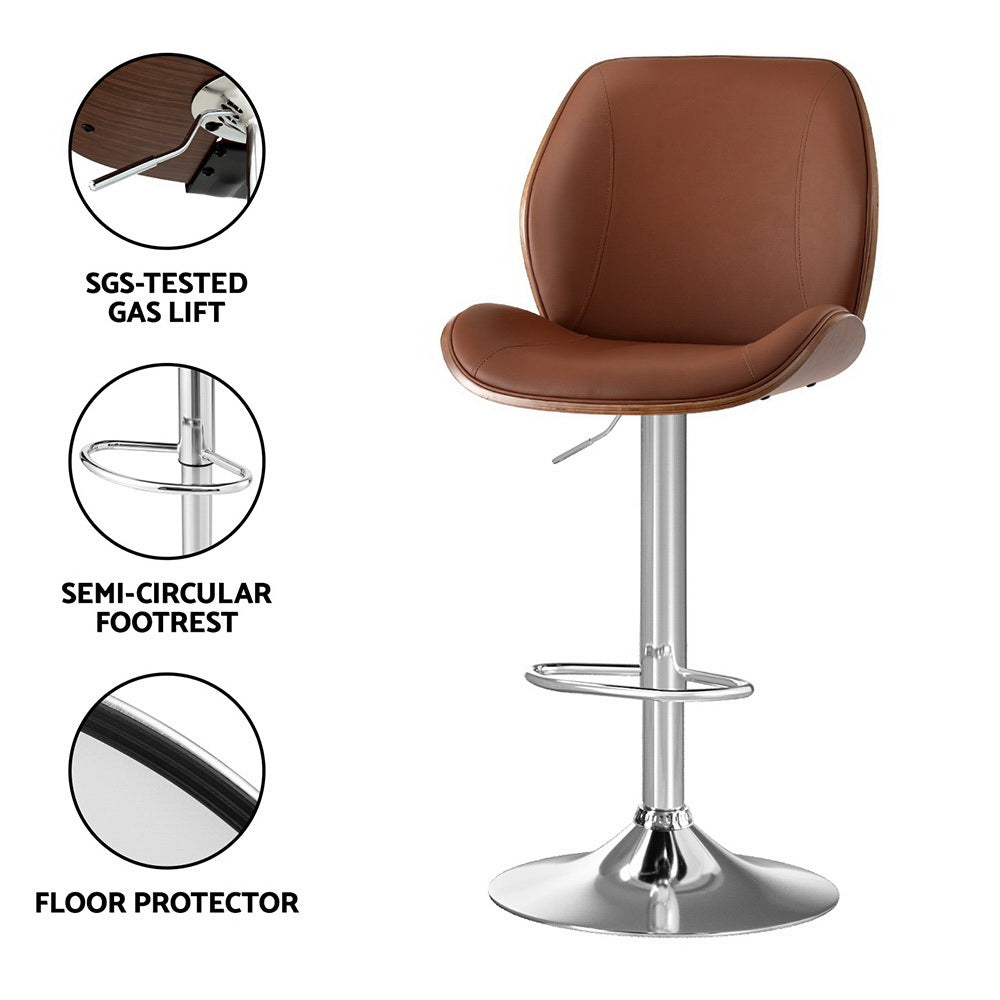 Haven Bentwood Adjustable Bar Stools – Brown – Set of 4