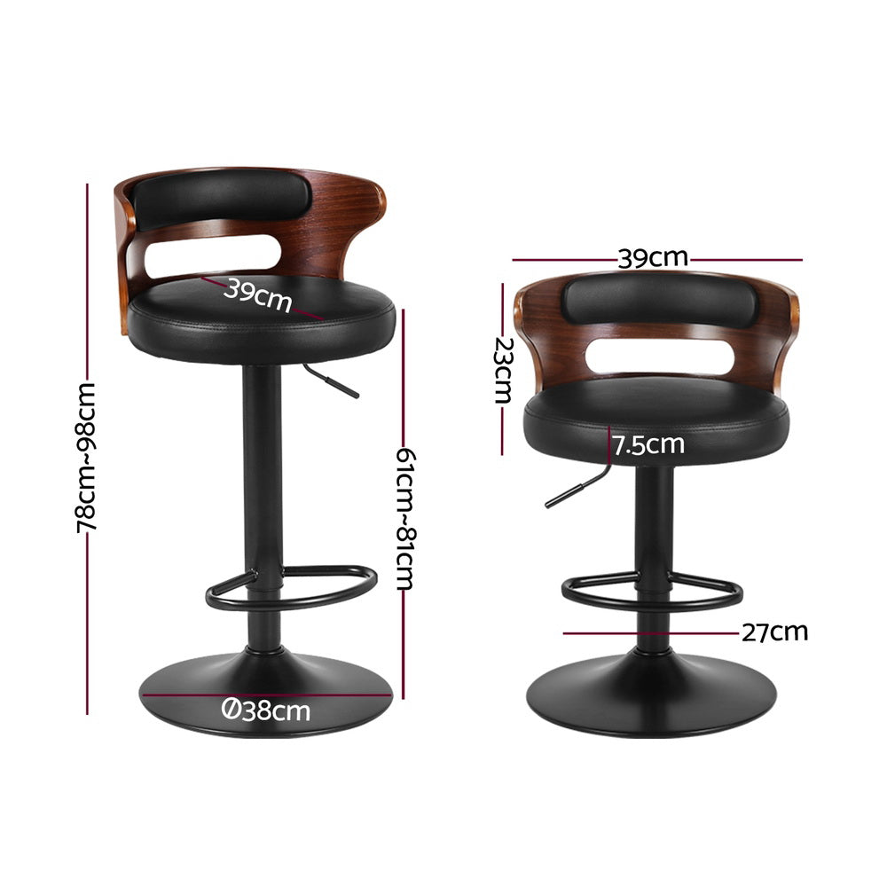 Meridian Faux Leather Bar Stools – Black – Set of 4