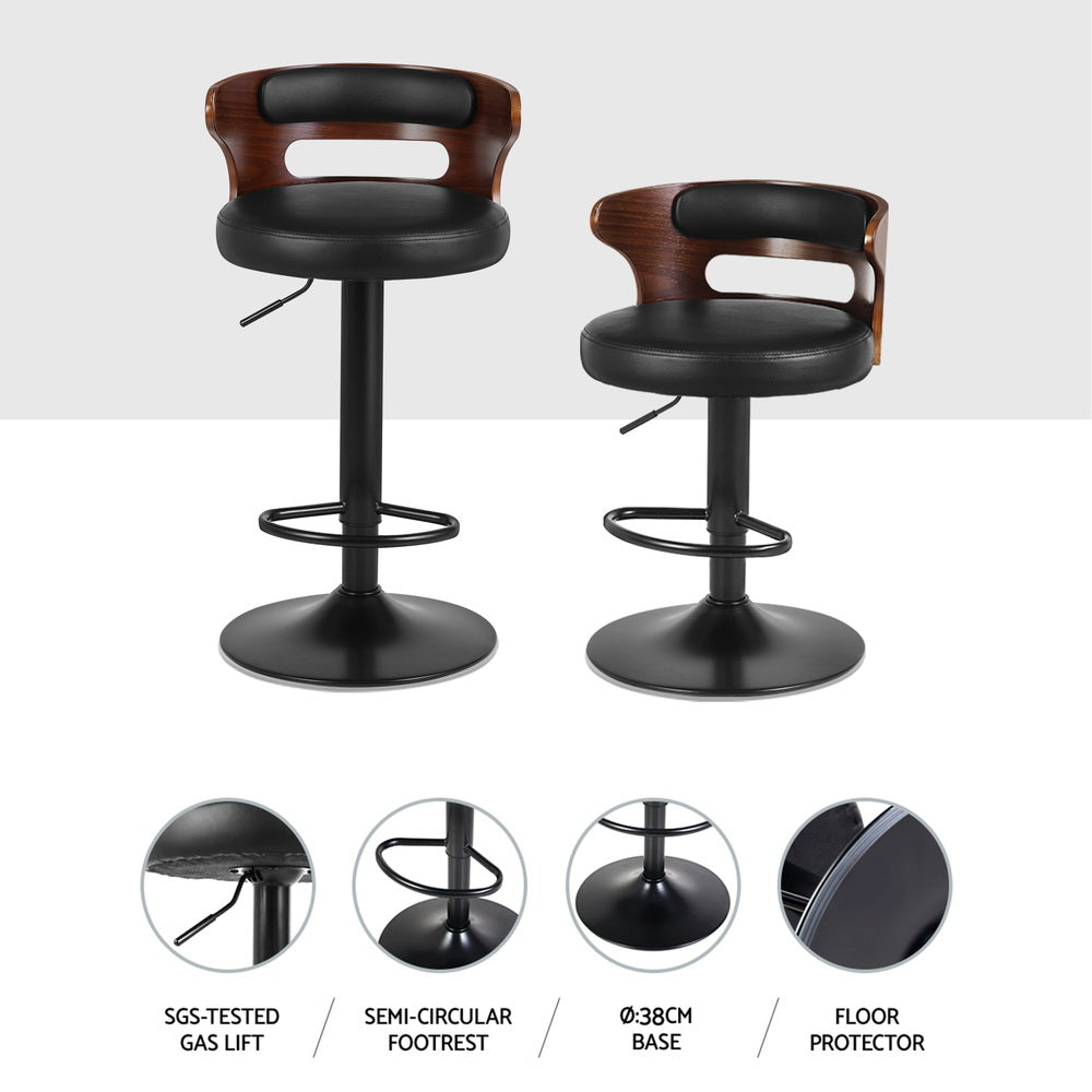 Meridian Faux Leather Bar Stools – Black – Set of 4