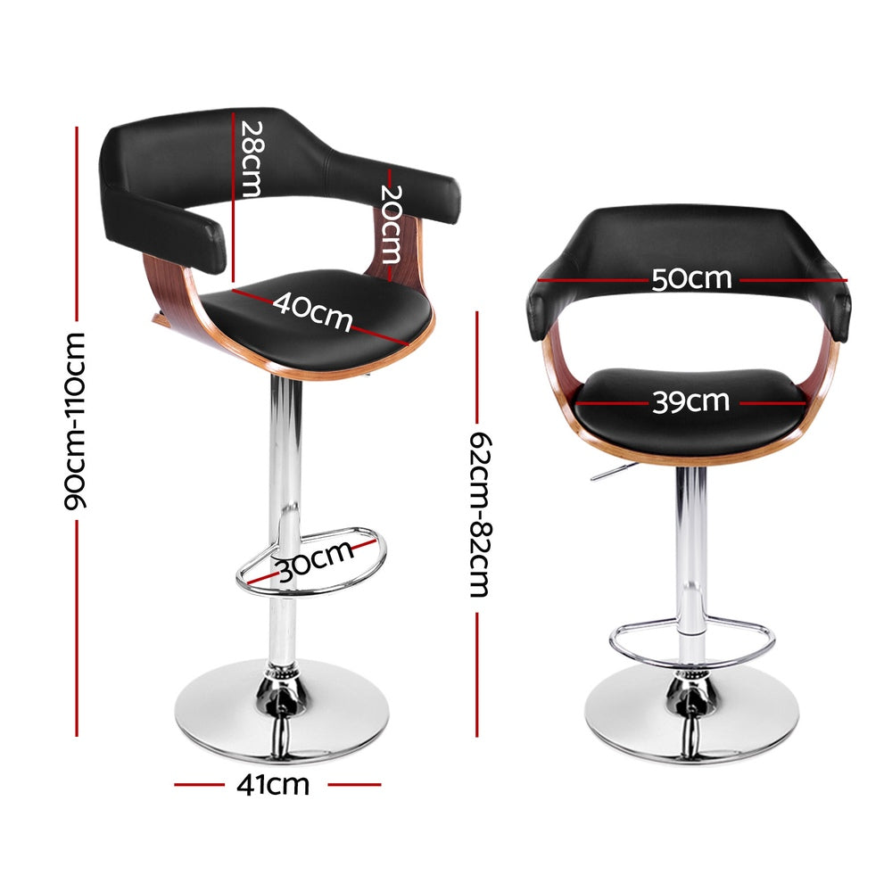 Hudson Bar Stools with Armrests – Black – Set of 4