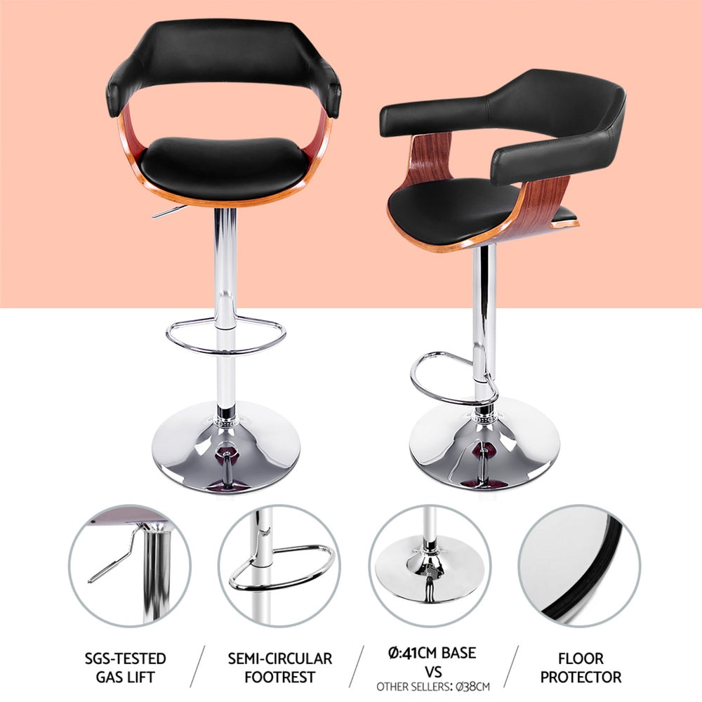 Hudson Bar Stools with Armrests – Black – Set of 4