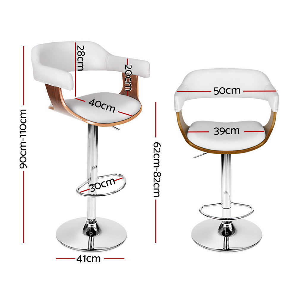 Nova Gas Lift Bar Stools with Armrest – White – Set of 4