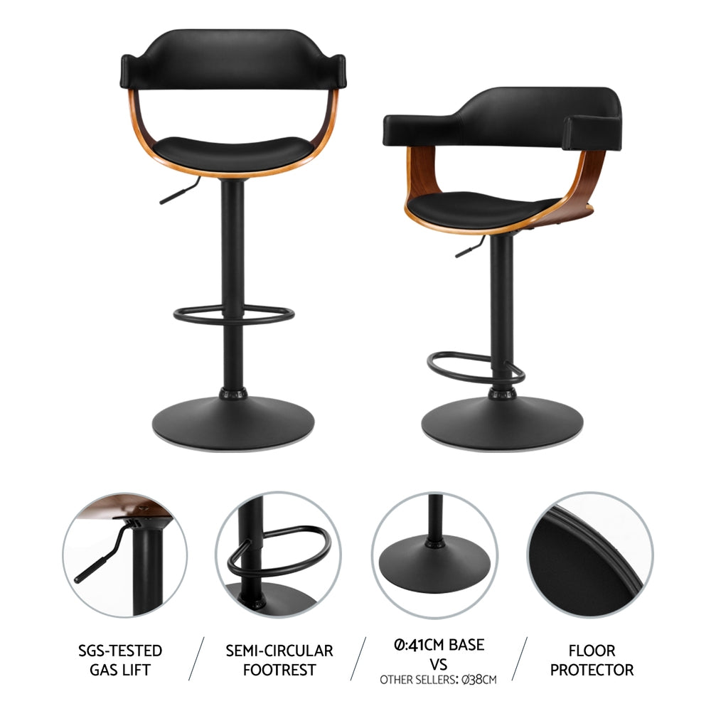Magnus Bar Stools with Armrests – Black – Set of 4