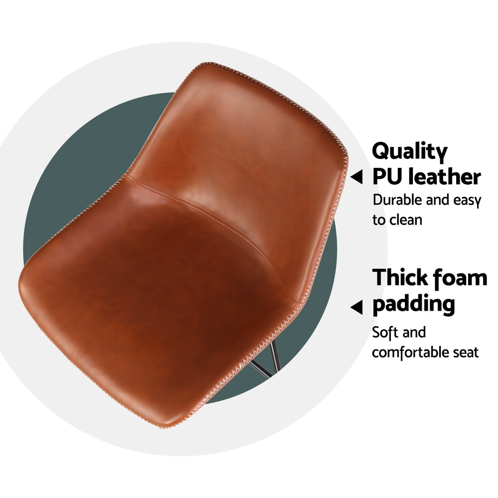 Harlow Leather Bar Stools – Brown – Set of 4