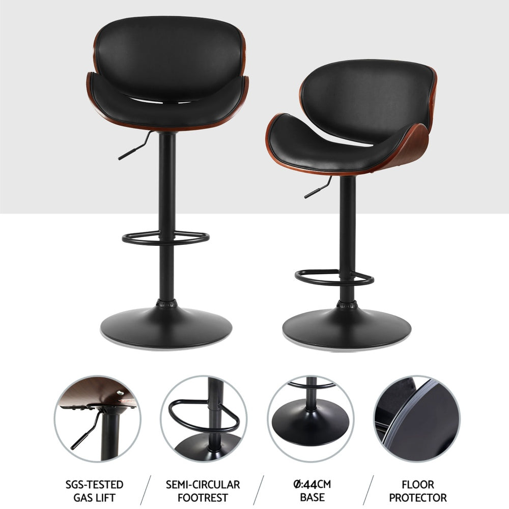 Brennan Leather Bar Stools – Black – Set of 4