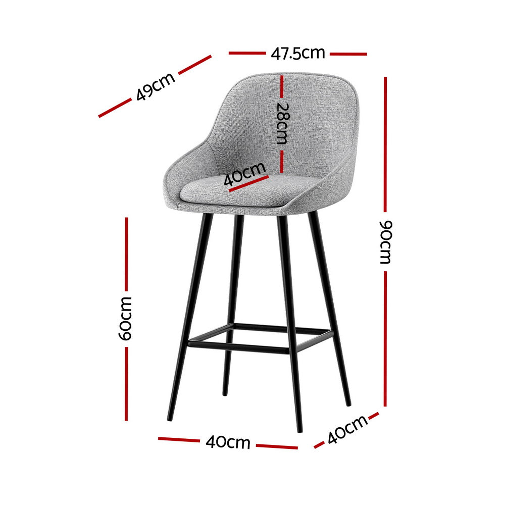 Cove Upholstered Bar Stools – Grey – Set of 2