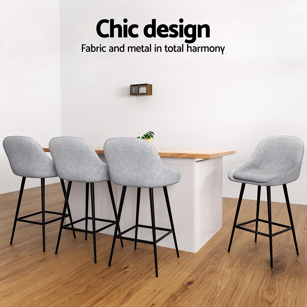 Aros Upholstered Counter Stools – Grey – Set of 4
