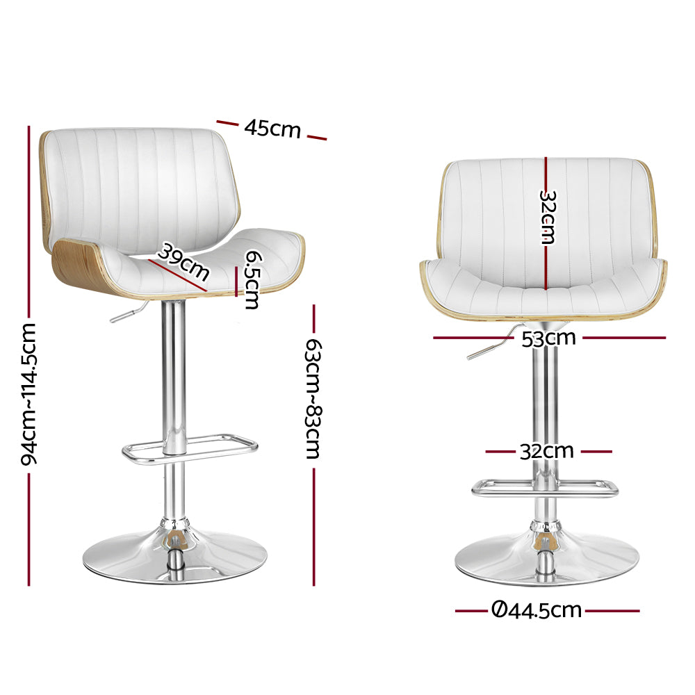 Cove Gas Lift Leather Bar Stools – White – Set of 2
