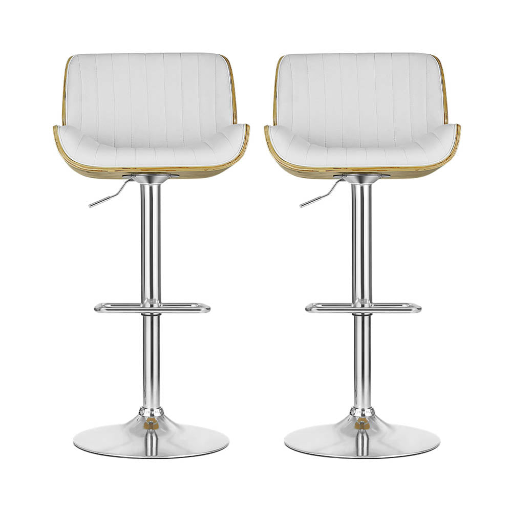 Cove Gas Lift Leather Bar Stools – White – Set of 2