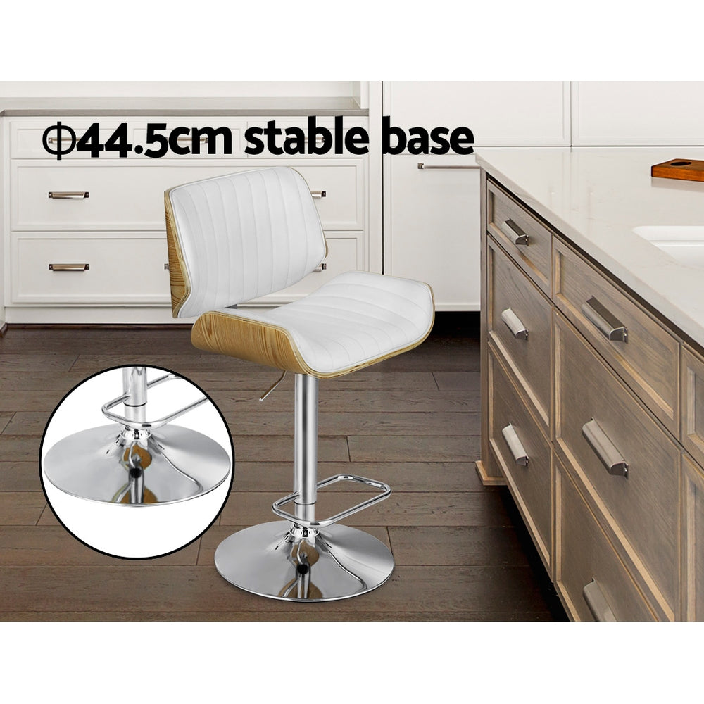 Cove Gas Lift Leather Bar Stools – White – Set of 2