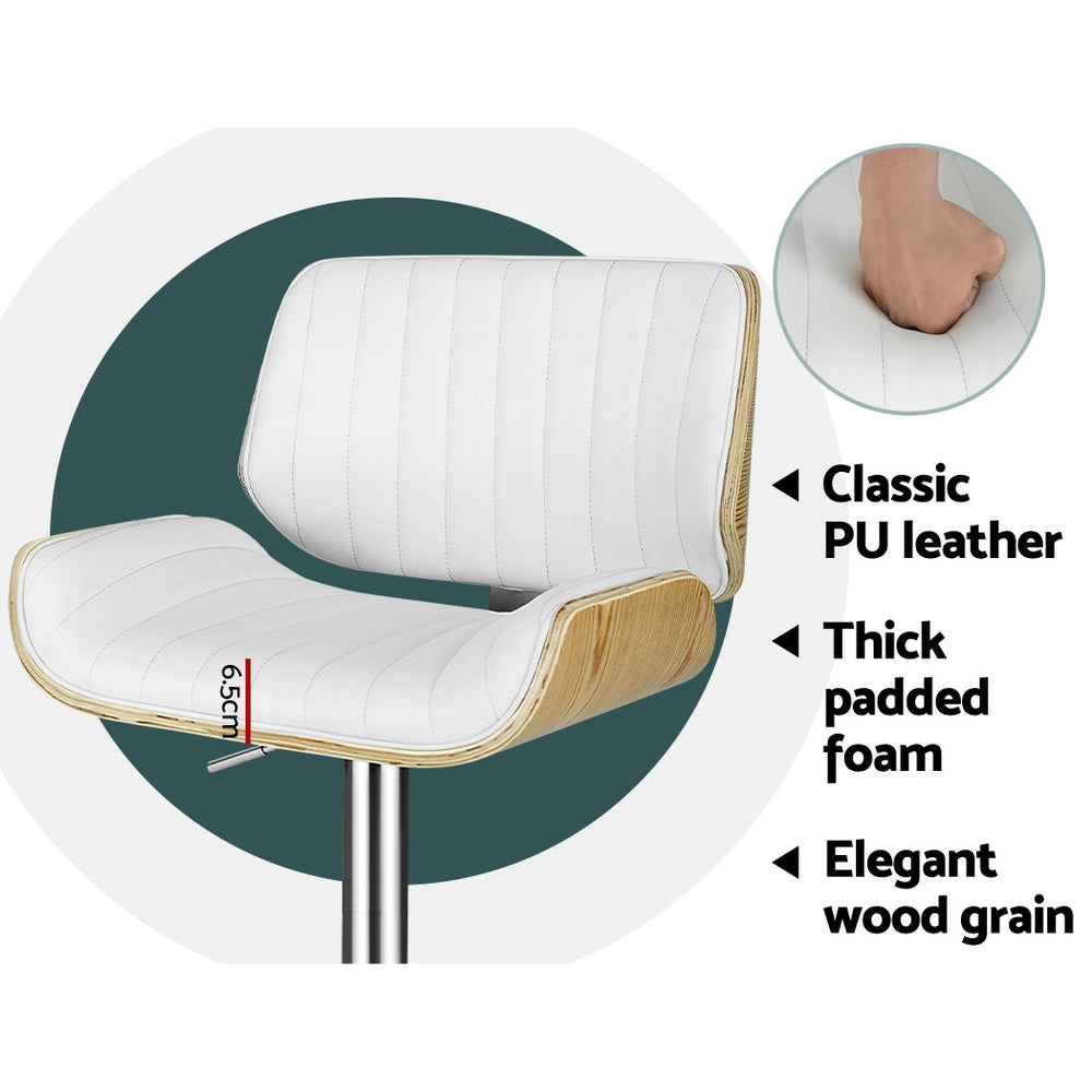 Cove Gas Lift Leather Bar Stools – White – Set of 2