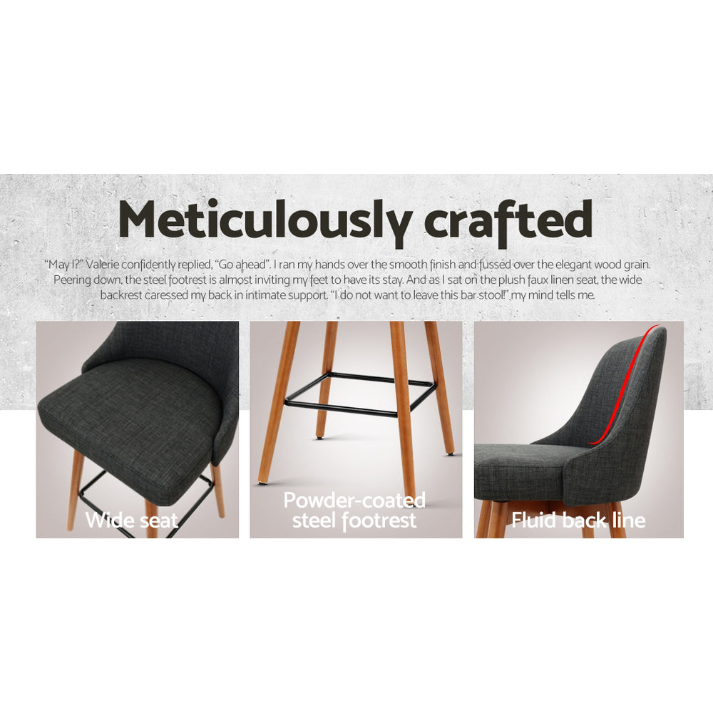 Ashton Wooden Bar Stools – Charcoal – Set of 4