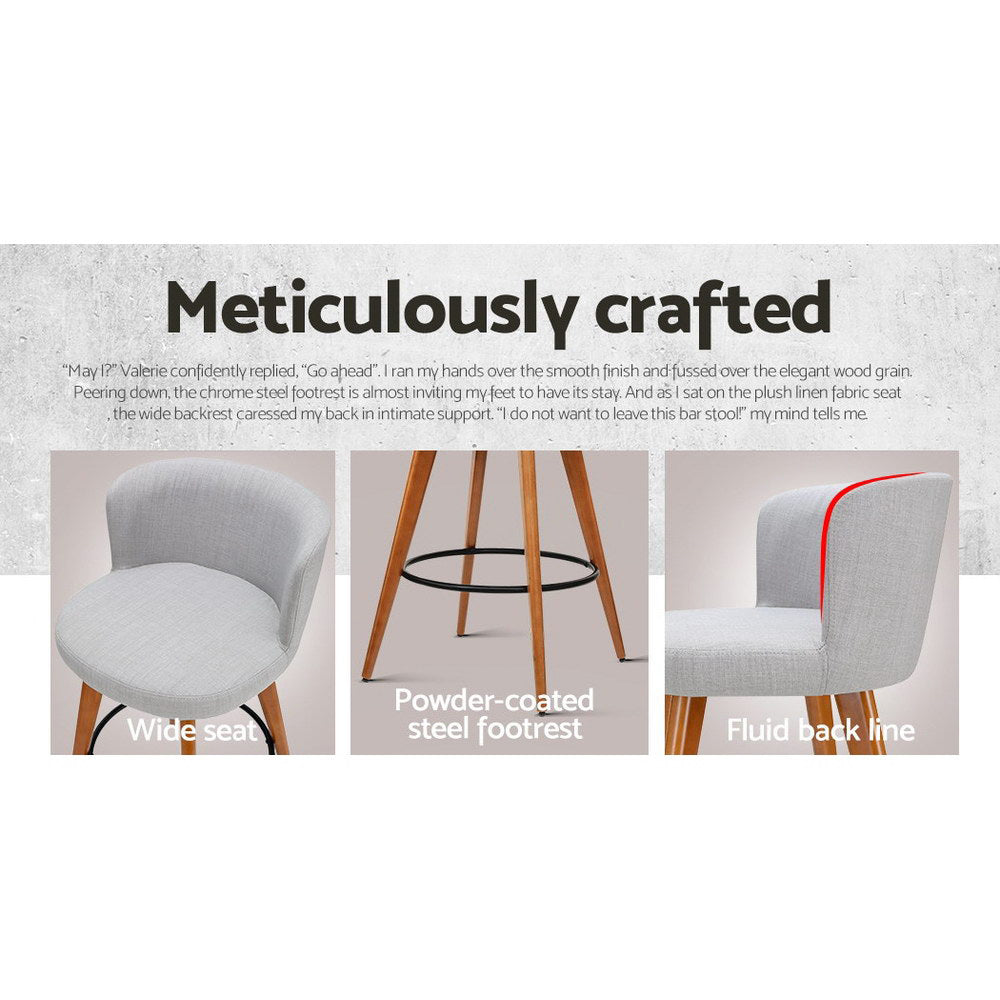 Valoris Wooden Bar Stools – Beige / Cream – Set of 4