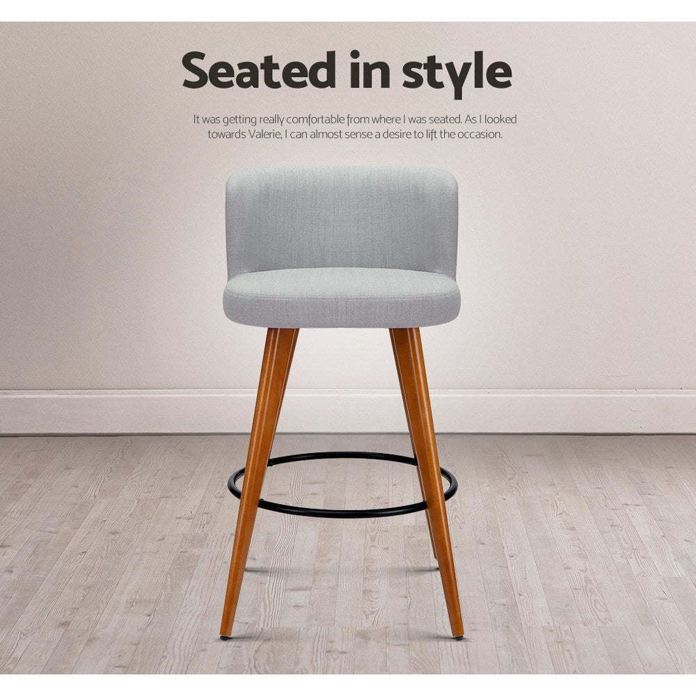Valoris Wooden Bar Stools – Beige / Cream – Set of 4