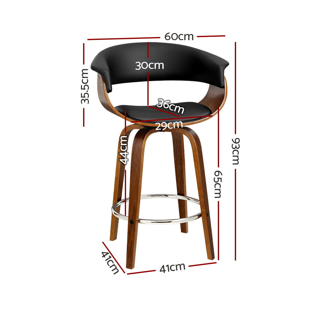 Walton Swivel Bar Stools – Black Leather – Set of 2