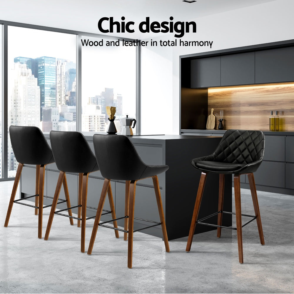 Nova Wooden Bar Stools – Black – Set of 4