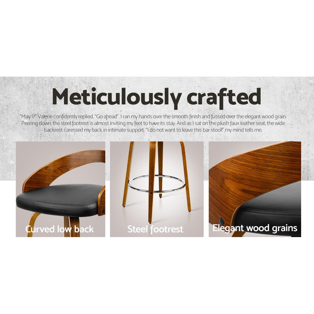 Camden Walnut Wood Bar Stools – Black & Brown – Set of 4